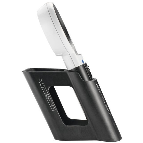 Eschenbach MOBASE stand for Mobilux LED illuminated pocket magnifiers: 3.0X/3.5X/4.0X