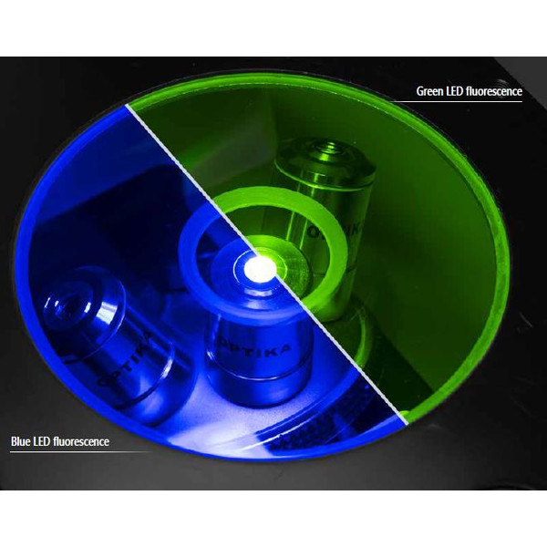 Optika Microscope IM-3FL4-EUIV, trino, inverse, FL-HBO, B&G Filters, IOS LWD U-PLAN F, 100x-400x, EU, IVD