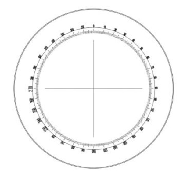 Motic reticle, protractor 360°/1°, crosshairs, Ø23mm (SMZ-140)