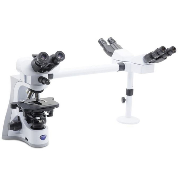 Microscope Optika B-510-3, discussion, trino, 3-head, IOS W-PLAN, 40x-1000x, EU