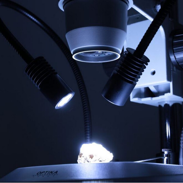 Optika Stereo zoom microscope SZO-3, bino, 6.7-45x, Pillar stands, Reflected and transmitted light