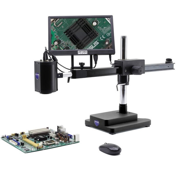 Optika Microscopio IS-02, zoom opt. 1x-14x, fotocamera 2MP, schermo da 11,5 pollici
