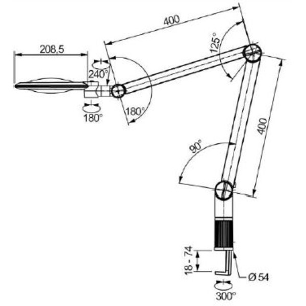 Eschenbach Lupenleuchte varioLED+, 3,55D, 1,9x, Ø132mm, AA100mm