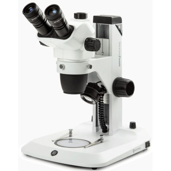 Euromex Microscopio stereo zoom NZ.1903-S, 6,7-45x, de cremallera, Luz transmitida e incidente, trino