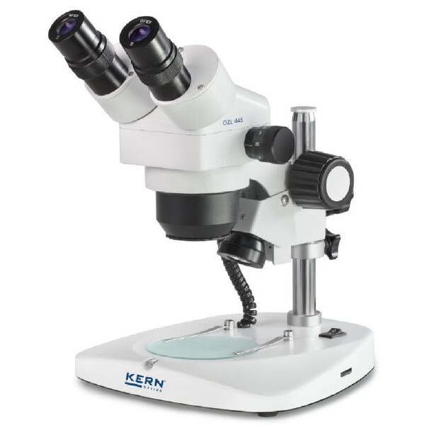 Kern Microscopio stereo zoom OZL 445, Greenough, Säule, bino, 0,75-3,6x,10x/21, 0,35W LED