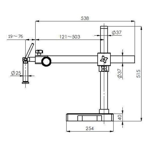 Kern Zoom-Stereomikroskop OZM 912, bino, 7x-45x, HSWF 10x23 mm, Stativ, Einarm (430 mm x 385 mm) m. Tischplatte, Ringlicht LED 4.5 W