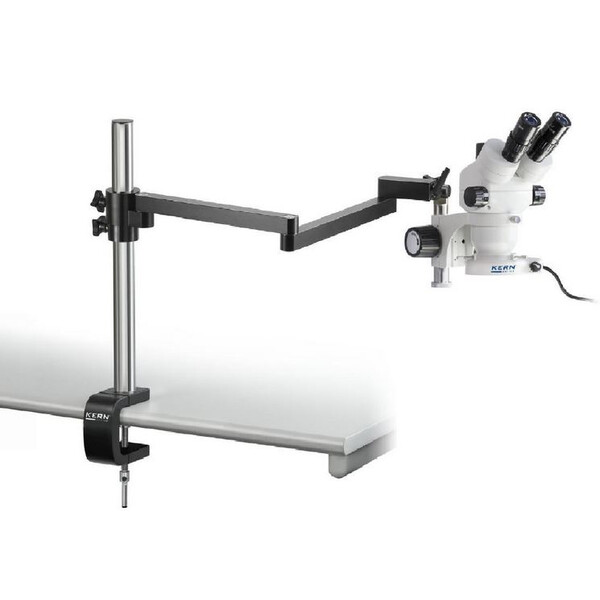 Kern Stereo zoom microscoop OZM 953, trino, 7-45x, HSWF 10x23 mm, knikarm statief tafelklem, ringlampen LED, 4.5W