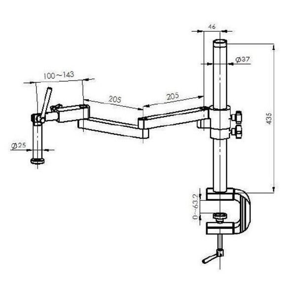 Kern Zoom-Stereomikroskop OZM 953, trino, 7-45x, HSWF 10x23 mm, Gelenkarm-Stativ Tischklemme, Ringlicht LED, 4,5W