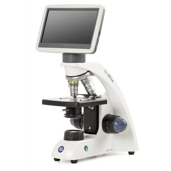Euromex Microscope BioBlue, BB.4200-LCD, 7 inch LCD screen, SMP 4/10/S40x Lenses, DIN, 40x - 400x, 10x/18, LED 1W, simple specimen stage