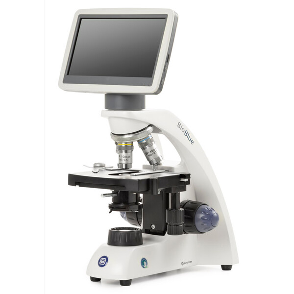 Euromex Microscoop BioBlue, BB.4220-LCD, 7 inch LCD-scherm, SMP 4/10/S40x Lenzen, DIN, 40x - 400x, 10x/18, LED, 1W, Kruistafel