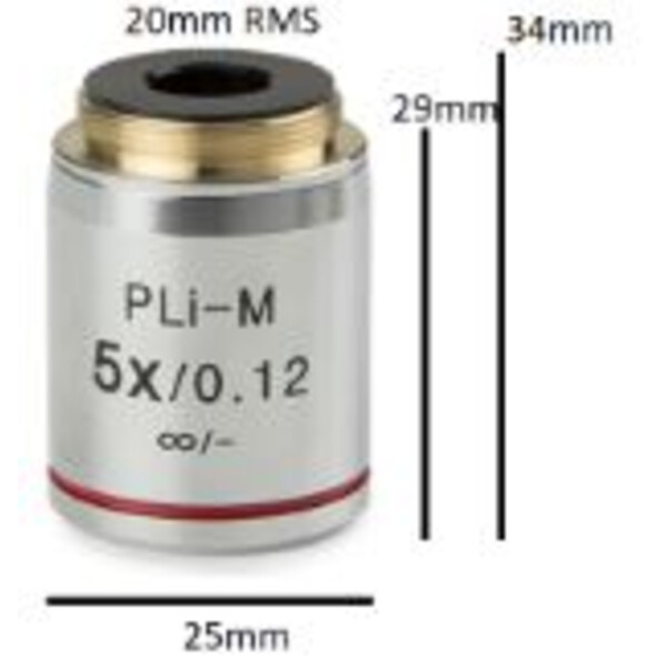 Euromex Objective IS.8105, Plan PL 5x/0.12, w.d. 15.5 mm, infinity, cov glass -(bScope)