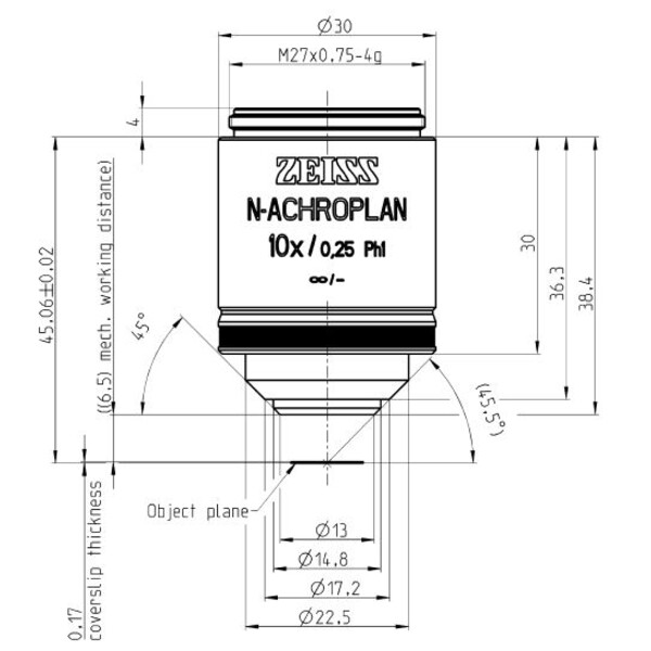 ZEISS Objectives N-Achroplan 10x/0.25 Ph1 M27