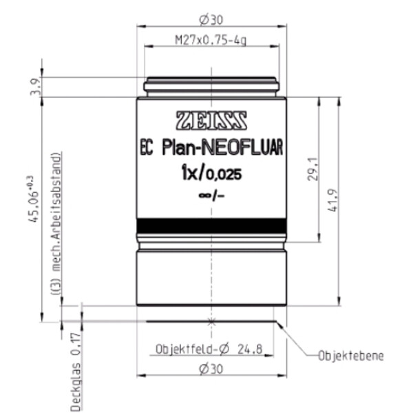 ZEISS Objektiv EC Plan-Neofluar, 1x/0,025, wd=3,0mm