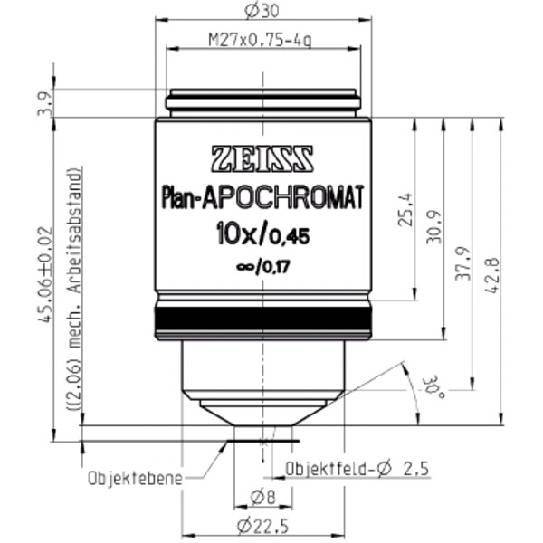 ZEISS Objektiv Plan-Apochromat, 10x/0,45 wd=2,1mm
