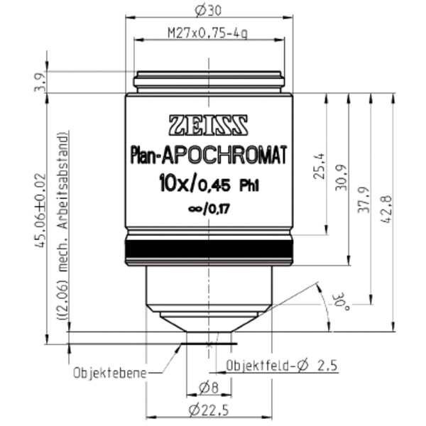 ZEISS Objektiv Plan-Apochromat, Ph1 , 10x/0,45 wd=2,1mm