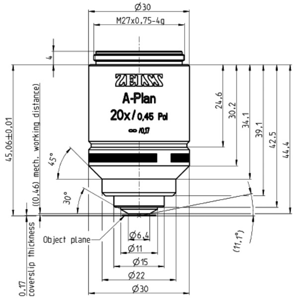 ZEISS Objective Lenses A-Plan 20x/0.45 pole wd=0.46mm