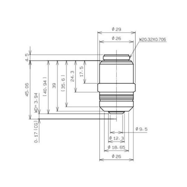 Evident Olympus Objectief LPLN40X/0.65, vlak, oneindig, droog, b.d.3.4-4.10, dekglas 0-1.00
