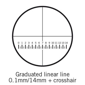 Motic Micrometer scale plate Reticle with 140 divisions in 14mm and crosshair (Ø25mm)