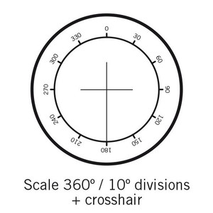 Motic Micrometer scale plate Reticle with 360º protractor with 30º divisions and crosshair (Ø25mm)