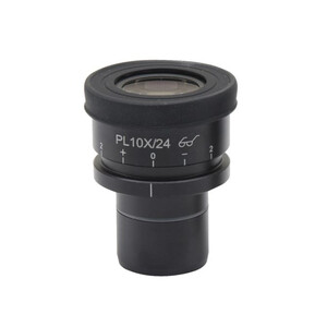 Optika PL10x/24 eyepiece, high eyepoint, focusable, with rubber cup