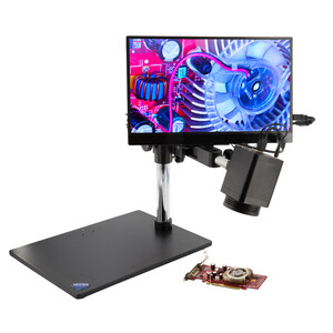 Optika Microscopio IS-4K2, zoom óptico 1x-18x, enfoque automático, 8 MP, 4K Ultra HD, soporte voladizo, pantalla de 15,6"