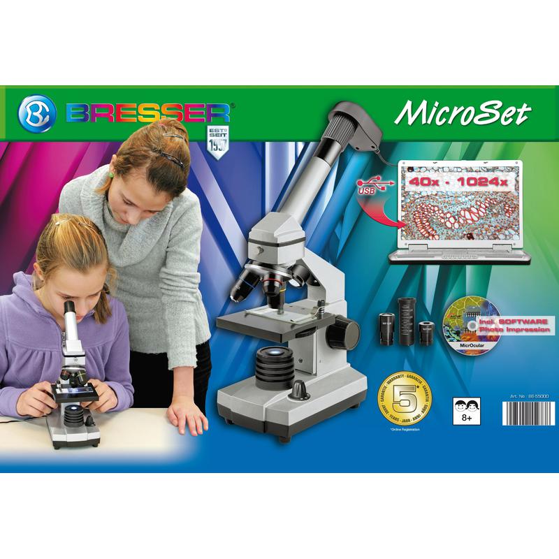 Bresser Junior Builux CEA, kit microscope 40x-1024x, avec oculaire USB, valise