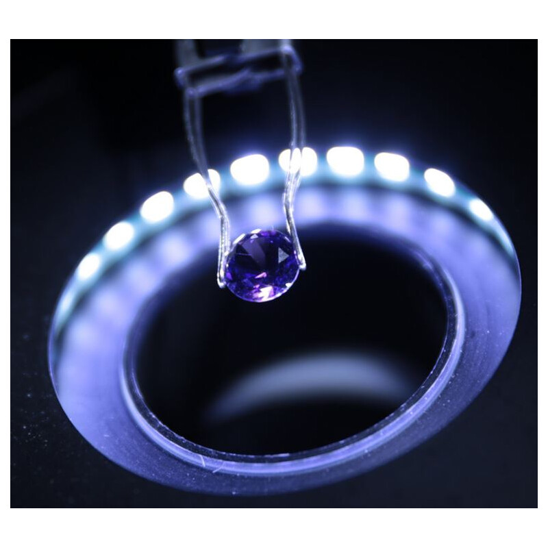 Optika Microscopio stereo zoom OPTIGEM-4, trinocular, gemología, trípode inclinable