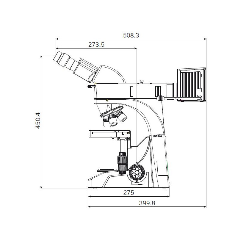 Motic BA310 MET-T trinocular microscope, (3 "x2")