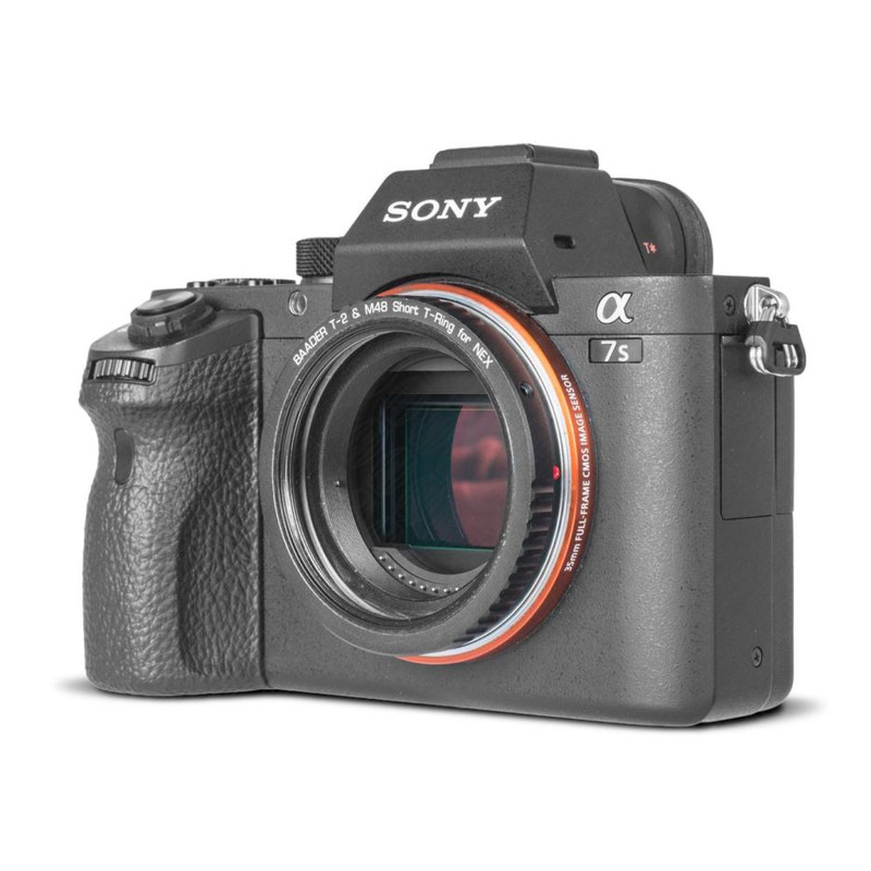 Baader Adattore fotocamera T-Ring per innesto Sony E/NEX con filettature D52/M48 e T2