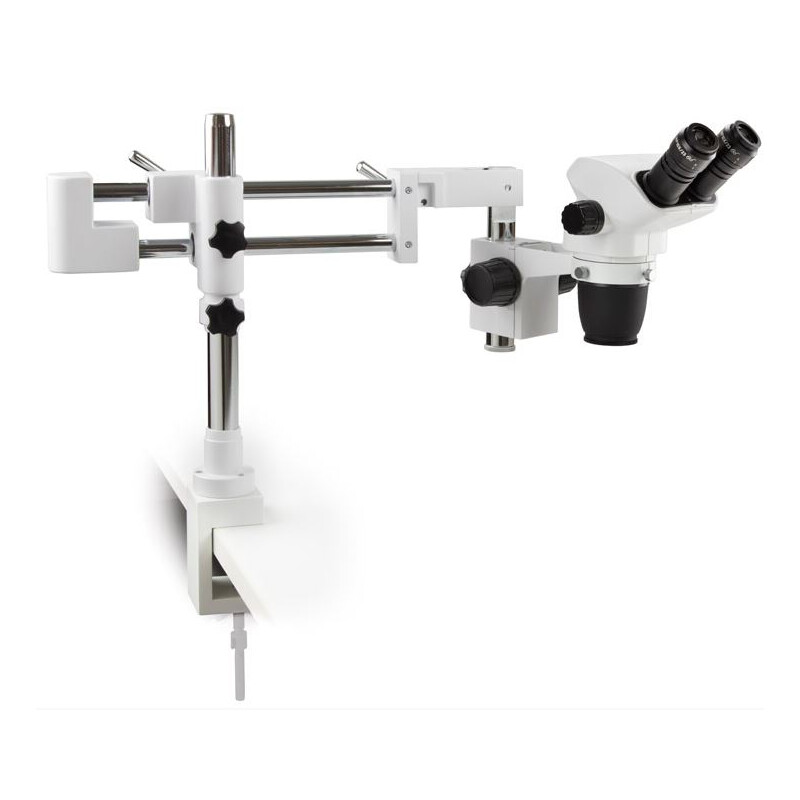 Euromex Stereo zoom microscope NZ.1902-BC, 6.7-45x, double arm, table clamp, bino