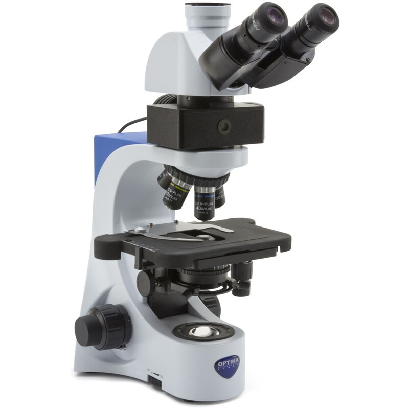 Optika Microscopio B-383LD, trino, FL-LED, filtro blu, N-PLAN, IOS, 40x-1000x