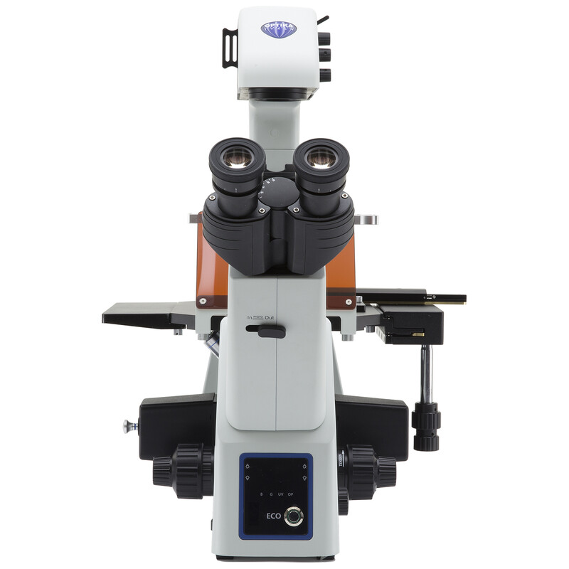 Optika Microscopio IM-5FLD-SW, trino, invertito, FL-LED, obiettivi w.o., CH