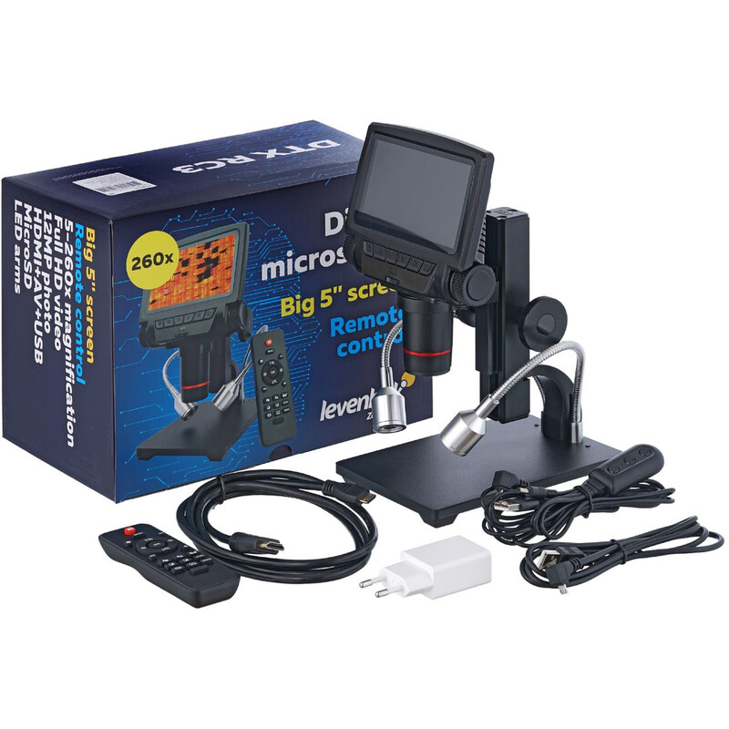 Levenhuk Microscopio DTX RC3, Digital, 5-15x opc., -260x digit.