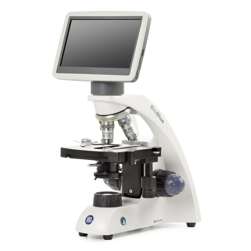 Microscope Euromex BioBlue, BB.4220-LCD, écran LCD 7 pouces, Objectifs SMP 4/10/S40x, DIN, 40x - 400x, 10x/18, LED, 1W, Platine à chariot croisé
