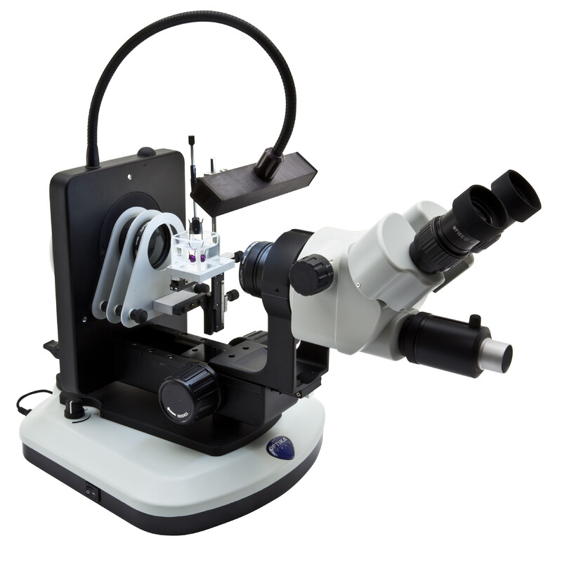 Optika Microscopio stereo zoom OPTIGEM-20 trino, BF, DF, Greenough, w.d. 100 mm, 10x/21 mm, 0,7x-4,5x