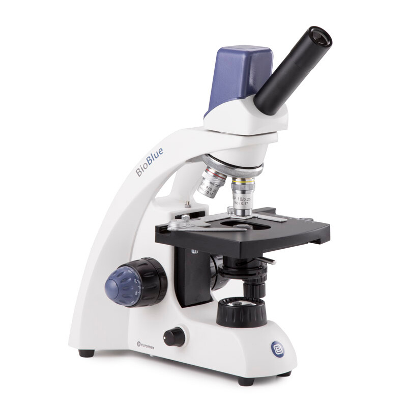 Euromex Microscopio BioBlue, BB.4225, digital, mono, DIN, 40x - 400x, 10x/18, LED, 1W, con platina en cruz