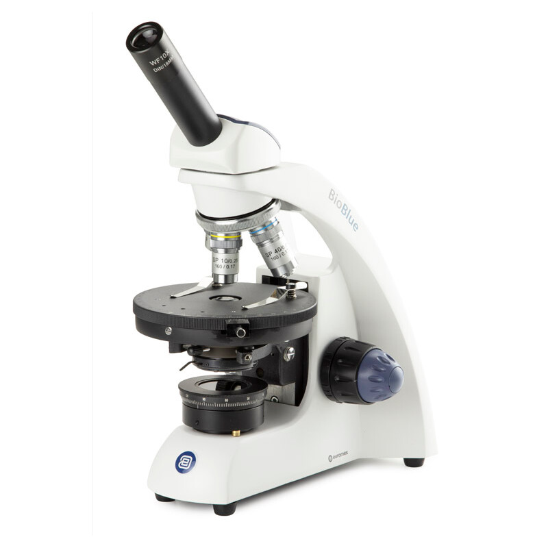Microscope Euromex BioBlue, BB.4240-P-DLED, mono, pol, DIN, semi-plan, 40x-600x, 10x/18, LED, 1 W, batterie rechargeable