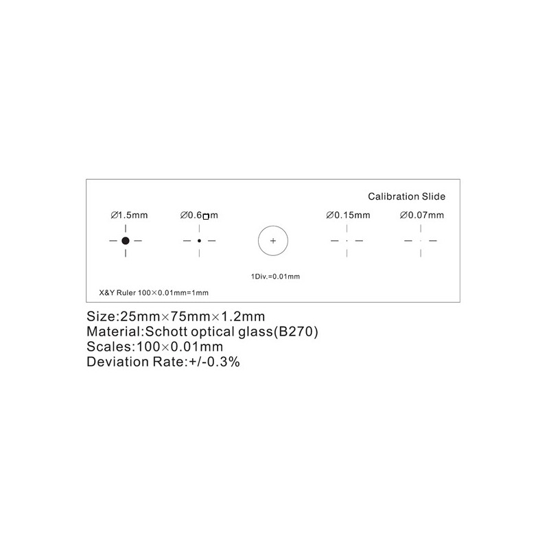 ToupTek Micrometro oggetto, griglia (X&Y) 1 mm/100 div. x 0,01 mm