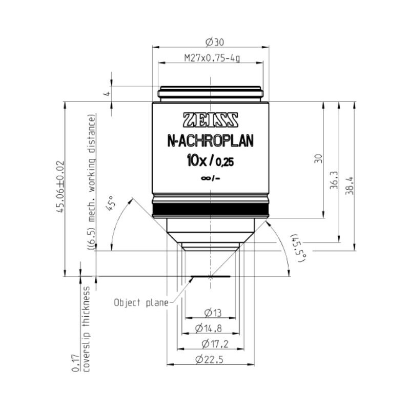 ZEISS Objectif N-Achroplan 10x/0,25 M27