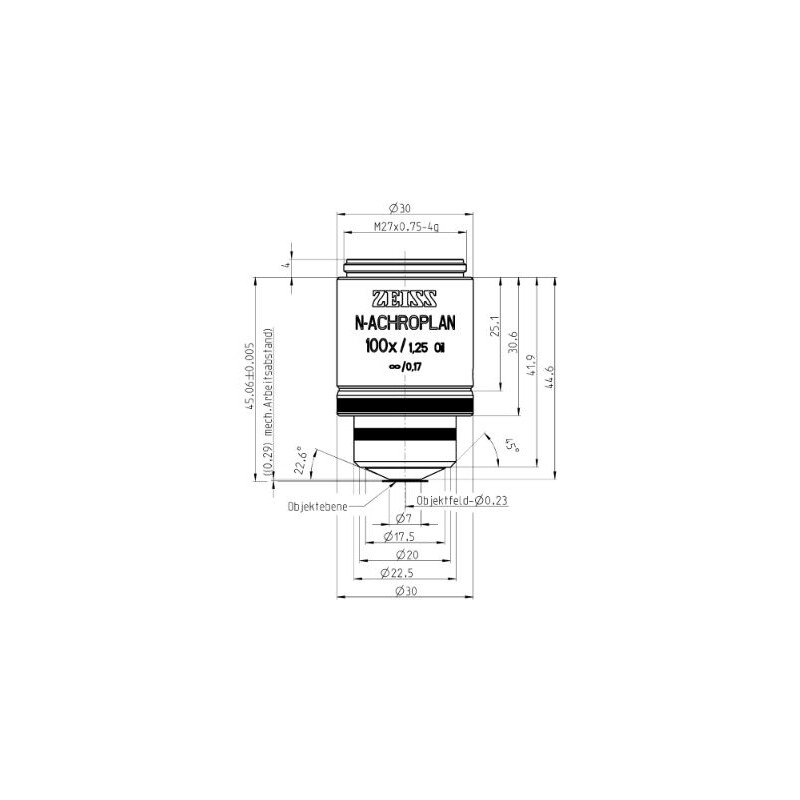 ZEISS Objectifs N-Achroplan 100x/1,25 Oil M27