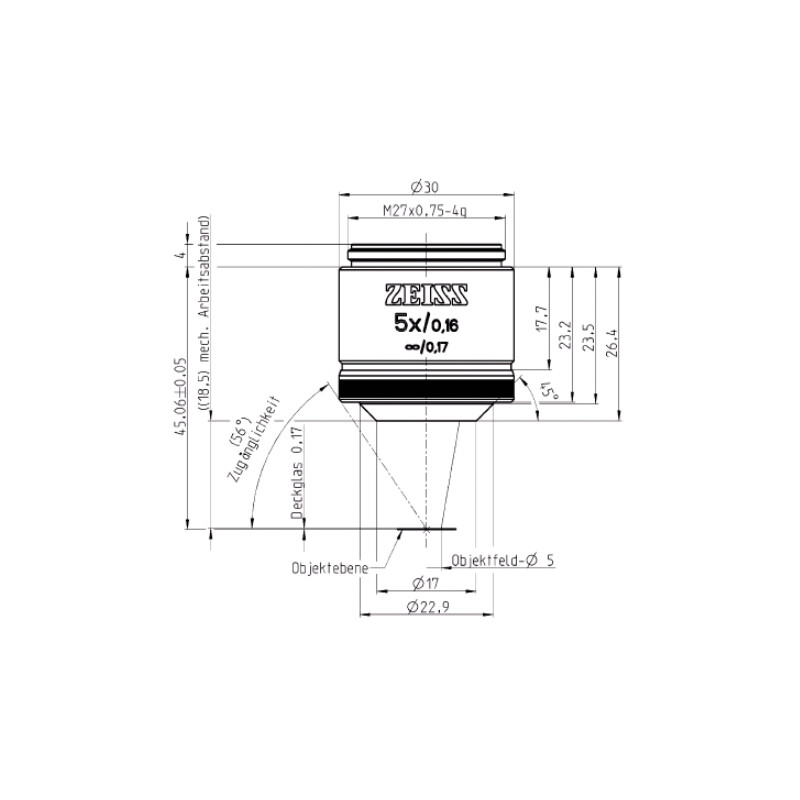 ZEISS Objectief EC Plan-Neofluar, 5x/0.16 wd= 8.5mm