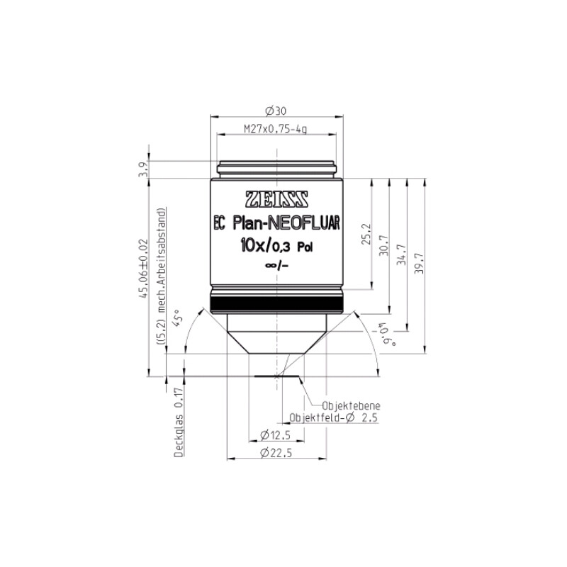 ZEISS Objetivo EC Plan-Neofluar, POL, 10x/0,3 Pol wd=5,2mm