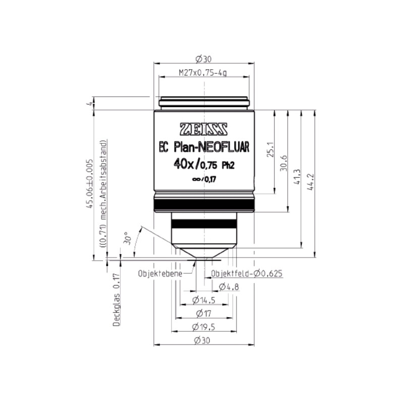ZEISS Objective Lenses: EC Plan-Neofluar, Ph2, 40x/0.75, wd=0.71