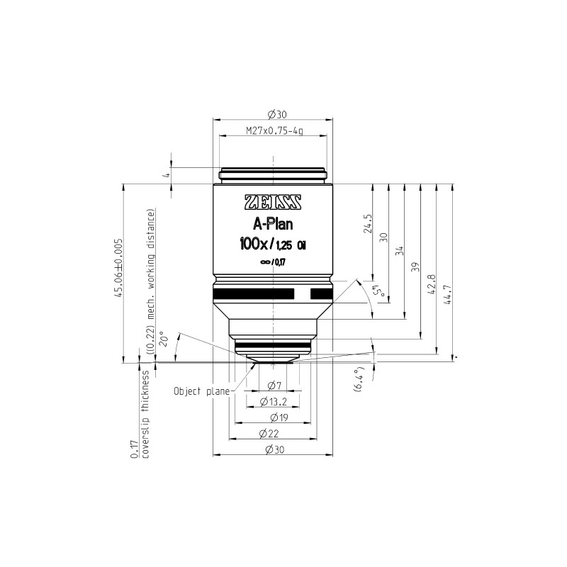 ZEISS Objectief A-Plan 100x/1.25 Olie wd=0.22mm
