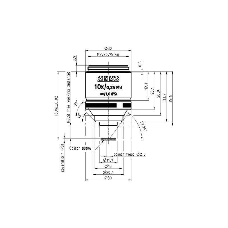 ZEISS Objective: LD A-Plan 10x/0.25 Ph1 wd=8.5mm