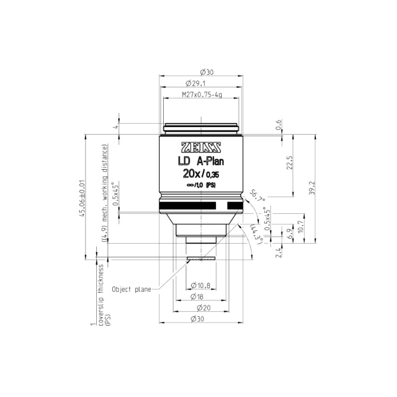 ZEISS Objectief LD A-Plan 20x/0.35 wd=4.9mm