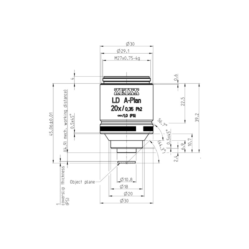 ZEISS Objective: LD A-Plan 20x/0.35 Ph2 wd=4.9mm
