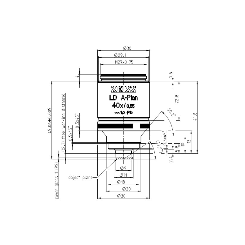 ZEISS Objective: LD A-Plan 40x/0.55 wd=2.3mm