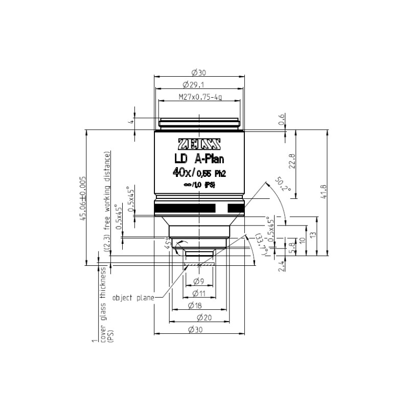 ZEISS Objectief LD A-Plan 40x/0.55 Ph2 wd=2.3mm