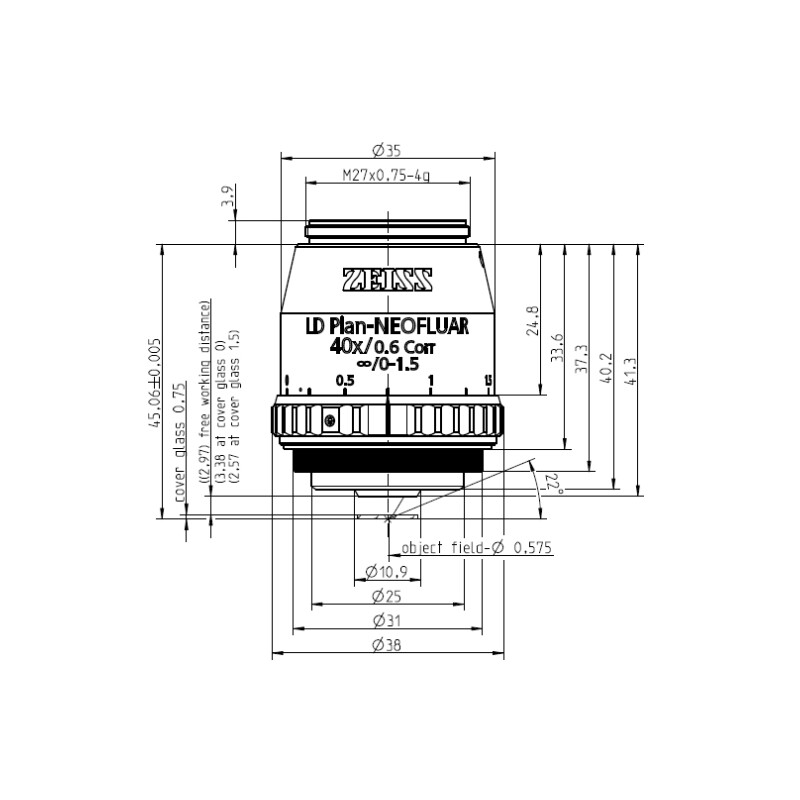 ZEISS Objektiv LD Plan-Neofluar 40x/0,6 Korr wd=3,3mm